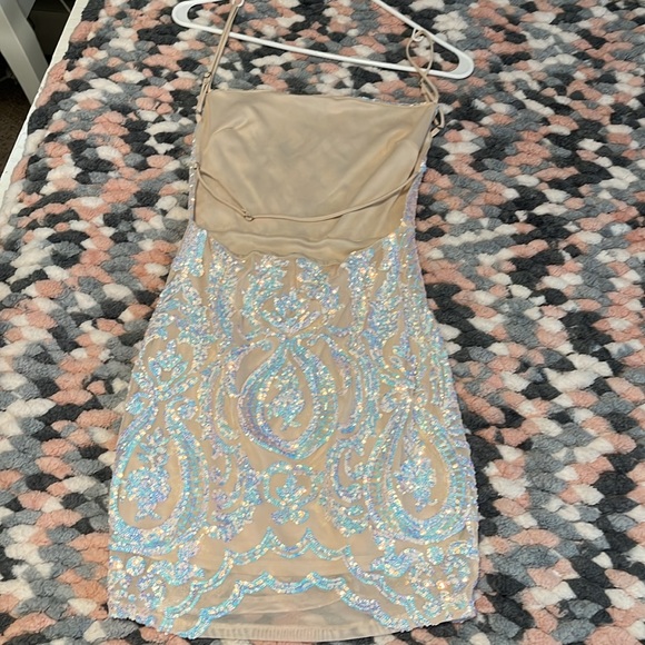 Lucy in the sky Starstruck Strappy Dress in Nude Iridescence - Picture 2 of 2